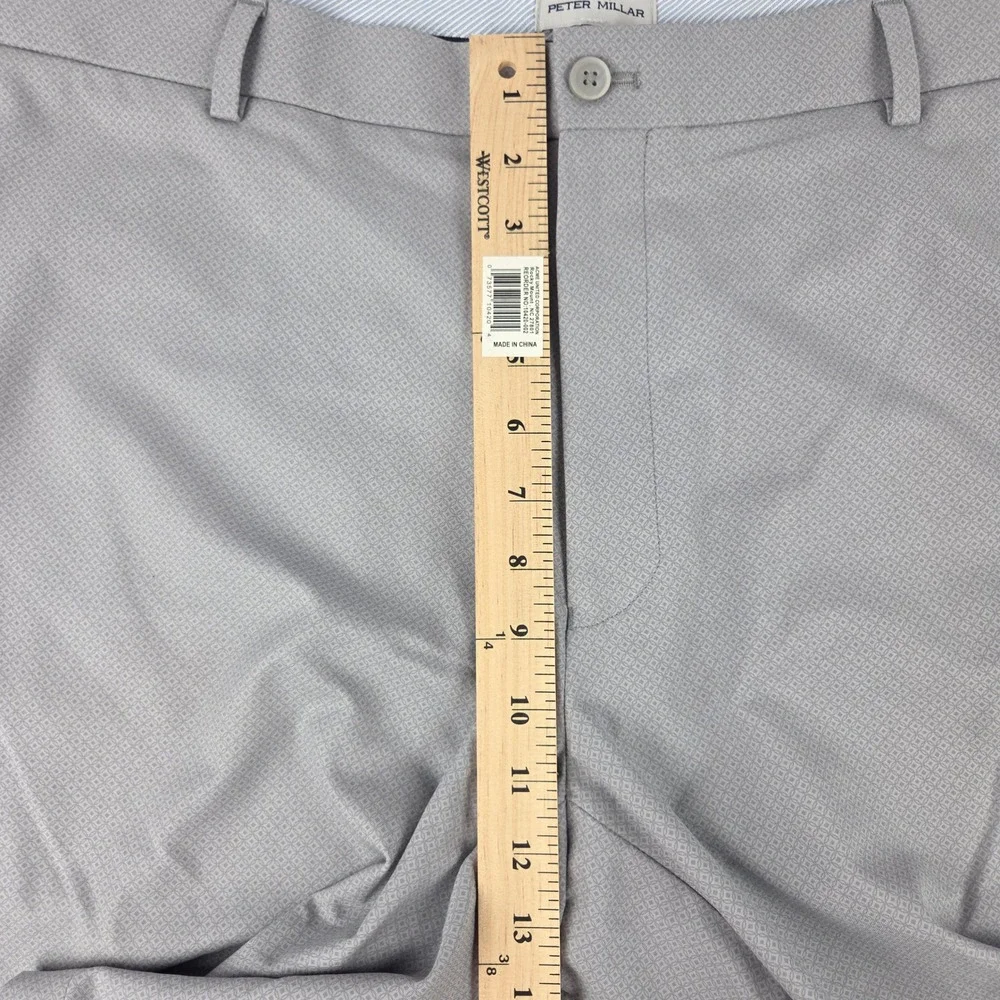 Peter Millar Salem Classic Fit Golf Shorts Mens 40 Grey Performance Geometric